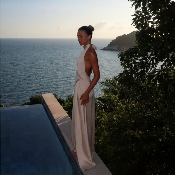 🆕(NWT) ZARA **VIRAL** Embroidered & Sequin Satin Midi/Maxi Dress. Size MEDIUM - Picture 3 of 16